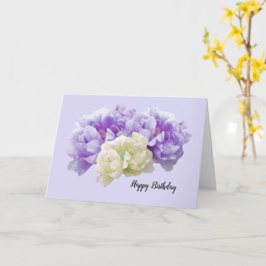 Carte d'anniversaire aux pivoines (Fleur jaune)
