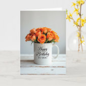 Carte d'anniversaire aux roses orange (Fleur jaune)