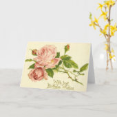 Carte d'anniversaire aux roses victoriennes vintag (Fleur jaune)