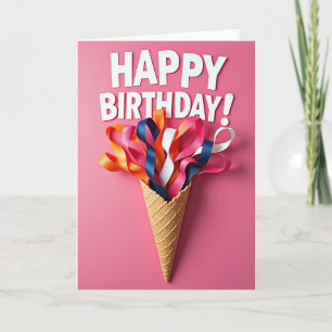 Carte d'anniversaire aux rubans fuchsia