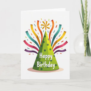 Carte d'anniversaire aux rubans vibrants
