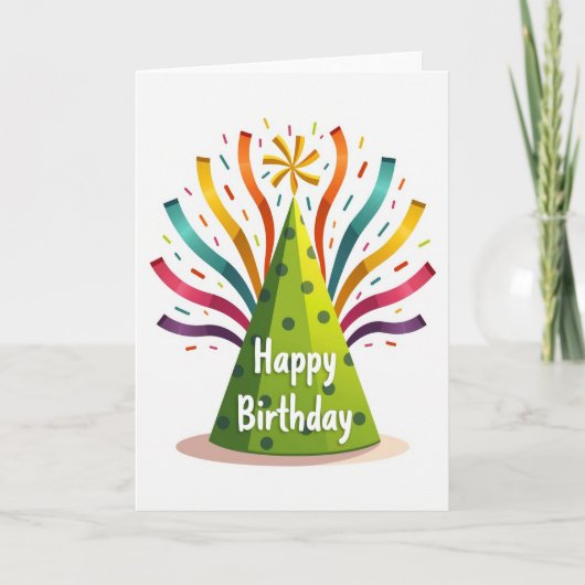 Carte d'anniversaire aux rubans vibrants (Devant)