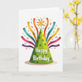 Carte d'anniversaire aux rubans vibrants (Fleur jaune)