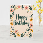 Carte d'anniversaire aux teintes de pêche (Fleur jaune)