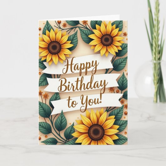 Carte d'anniversaire aux tons terreux (Devant)