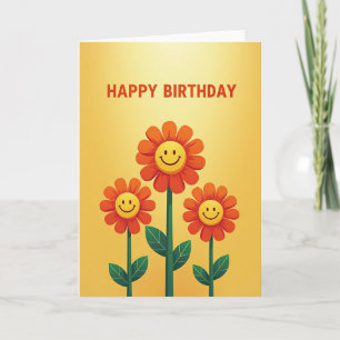 Carte d'anniversaire aux visages floraux