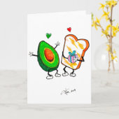 Carte d'anniversaire Avacado et Toast (Fleur jaune)