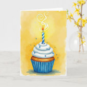 Carte d'anniversaire avec accent de saphir (Fleur jaune)