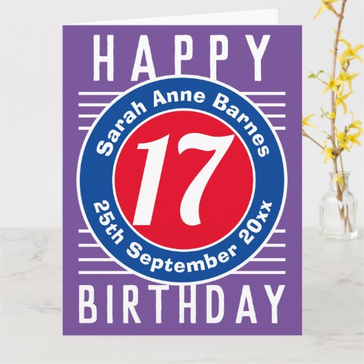 Carte d'anniversaire avec âge, nom et date (Fleur jaune)