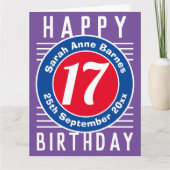 Carte d'anniversaire avec âge, nom et date (Devant)