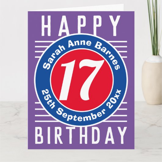 Carte d'anniversaire avec âge, nom et date (Devant)