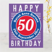 Carte d'anniversaire avec âge, nom et date (Fleur jaune)