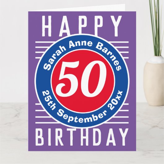 Carte d'anniversaire avec âge, nom et date (Devant)