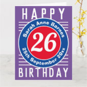 Carte d'anniversaire avec âge, nom et date (Fleur jaune)