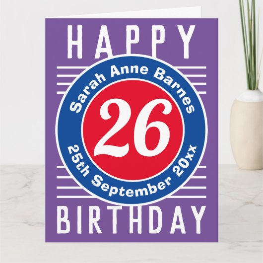 Carte d'anniversaire avec âge, nom et date (Devant)