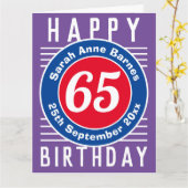 Carte d'anniversaire avec âge, nom et date (Fleur jaune)