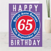 Carte d'anniversaire avec âge, nom et date (Devant)