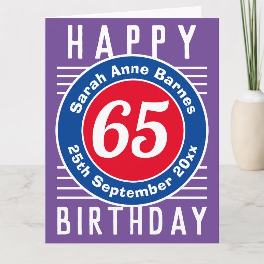 Carte d'anniversaire avec âge, nom et date (Devant)