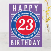 Carte d'anniversaire avec âge, nom et date (Fleur jaune)