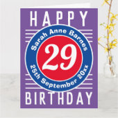 Carte d'anniversaire avec âge, nom et date (Fleur jaune)