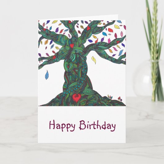 Carte d'anniversaire avec arbre (Devant)