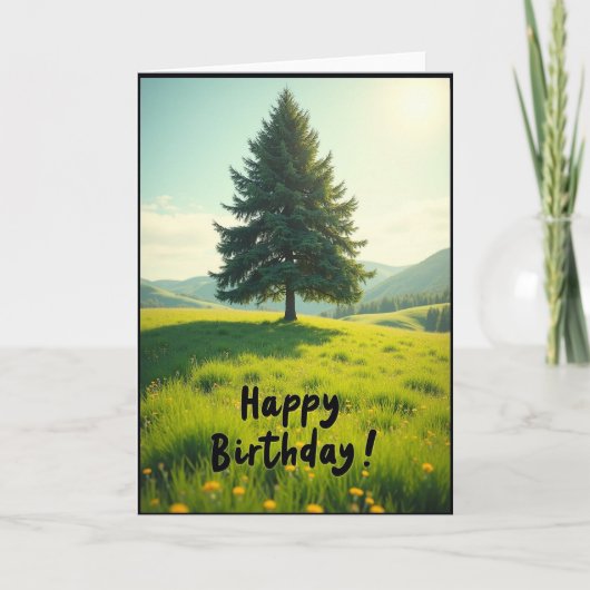 Carte d'anniversaire avec arbre doré (Devant)