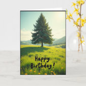 Carte d'anniversaire avec arbre doré (Fleur jaune)