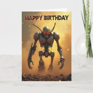 Carte d'anniversaire avec armure robotique