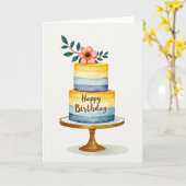 Carte d'anniversaire avec art dégradé (Fleur jaune)