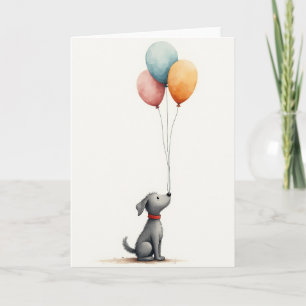 Carte d'anniversaire avec ballon en forme de chiot
