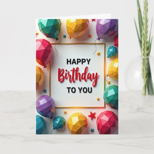 Carte d'anniversaire avec ballon gemme (Devant)