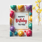 Carte d'anniversaire avec ballon gemme (Fleur jaune)