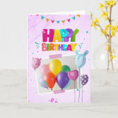 Carte d'anniversaire avec ballons (Fleur jaune)