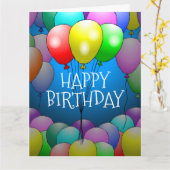 Carte d'anniversaire avec ballons (Fleur jaune)