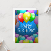 Carte d'anniversaire avec ballons (Devant/Arrière en situation)