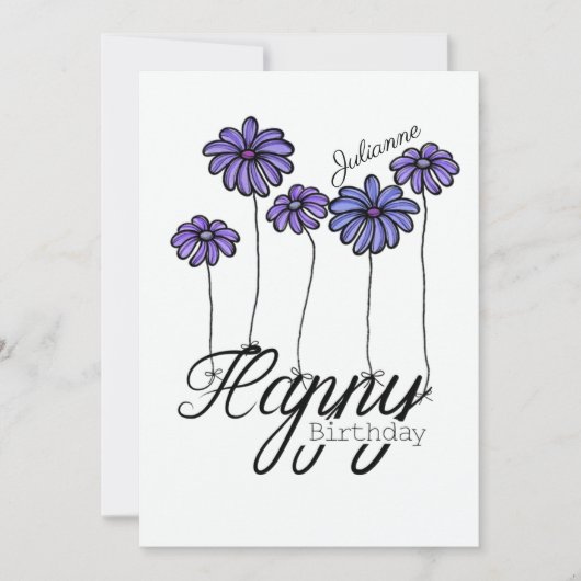 Carte d'anniversaire avec ballons de fleurs violet (Devant)