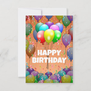 Carte d'anniversaire avec ballons et confettis