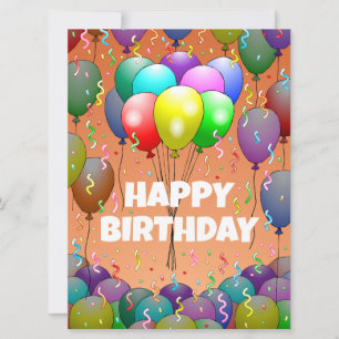Carte d'anniversaire avec ballons et confettis