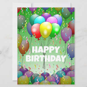 Carte d'anniversaire avec ballons et confettis
