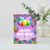 Carte d'anniversaire avec ballons et confettis (Debout devant)