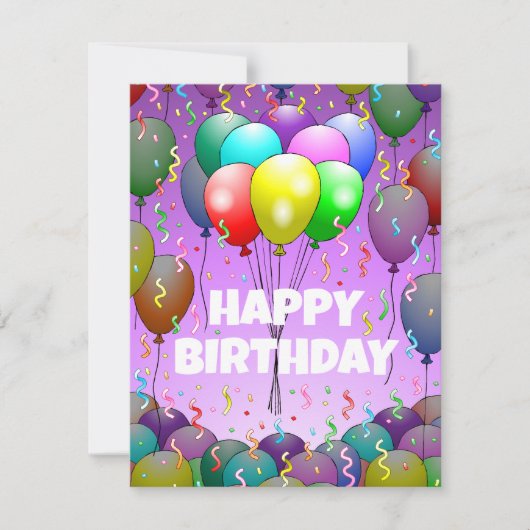 Carte d'anniversaire avec ballons et confettis (Devant)