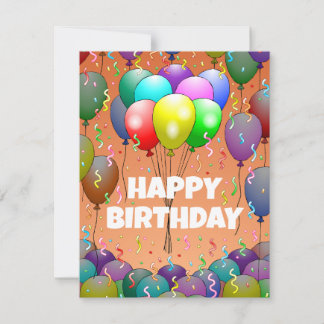 Carte d'anniversaire avec ballons et confettis