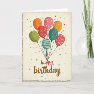Carte d'anniversaire avec ballons illustrés