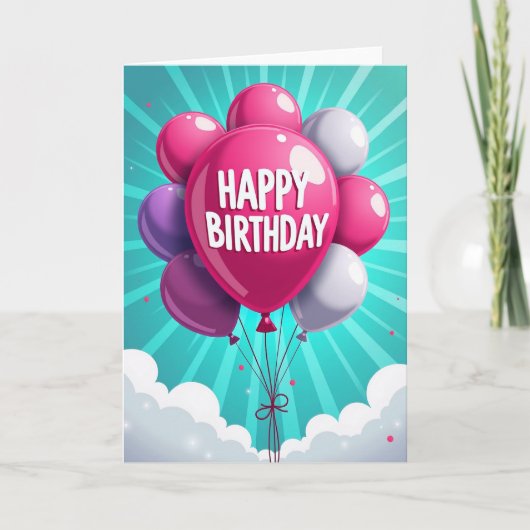 Carte d'anniversaire avec ballons joyeux (Devant)