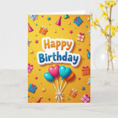 Carte d'anniversaire avec ballons joyeux (Fleur jaune)