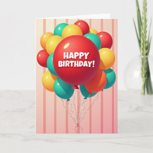Carte d'anniversaire avec ballons qui éclatent