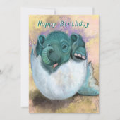 Carte d'anniversaire avec bébé Eléphant éclosion d (Devant)