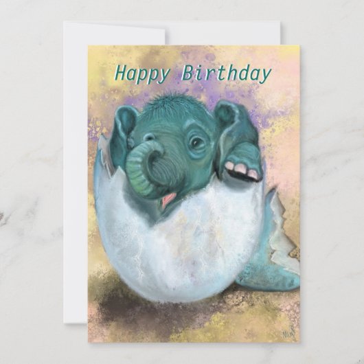 Carte d'anniversaire avec bébé Eléphant éclosion d (Devant)
