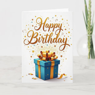 Carte d'anniversaire avec boîte-cadeau sarcelle
