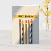Carte d'anniversaire avec bougies (Fleur jaune)